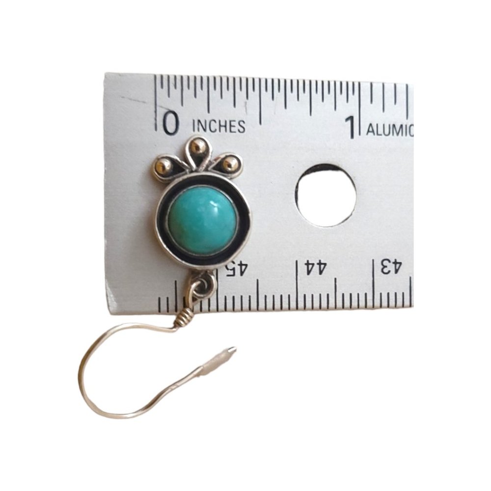 Turquoise Sterling Silver Dangle Earrings Drop Semi Precious Stone Gem December - Picture 7 of 13